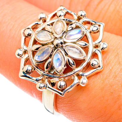 Rainbow Moonstone Rings handcrafted by Ana Silver Co - RING74437