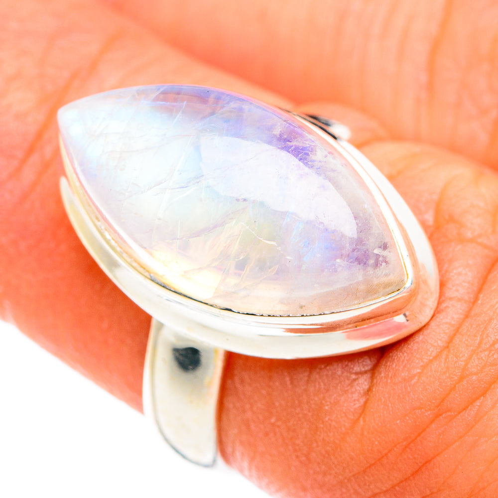 Rainbow Moonstone Rings handcrafted by Ana Silver Co - RING74438