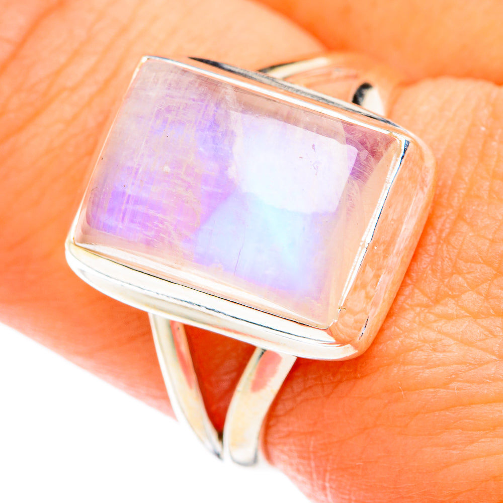 Rainbow Moonstone Rings handcrafted by Ana Silver Co - RING74439