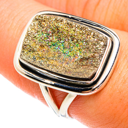 Spectro Pyrite Druzy Rings handcrafted by Ana Silver Co - RING74469