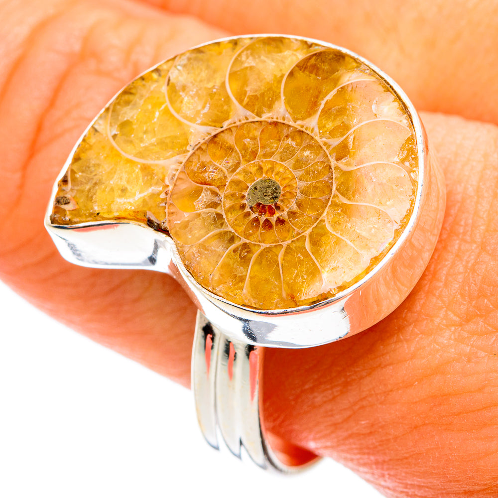 Ammonite Fossil Rings handcrafted by Ana Silver Co - RING74501