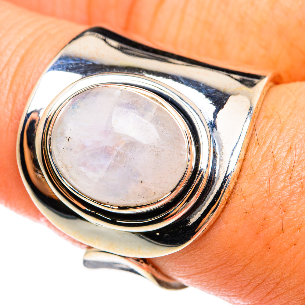 Rainbow Moonstone Rings handcrafted by Ana Silver Co - RING74521