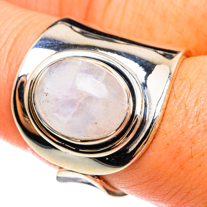 Rainbow Moonstone Rings handcrafted by Ana Silver Co - RING74521