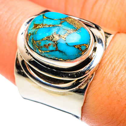 Blue Copper Composite Turquoise Rings handcrafted by Ana Silver Co - RING74535