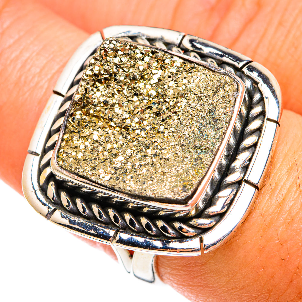 Spectro Pyrite Druzy Rings handcrafted by Ana Silver Co - RING74554