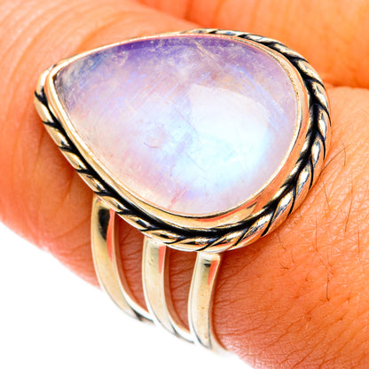 Rainbow Moonstone Rings handcrafted by Ana Silver Co - RING74560