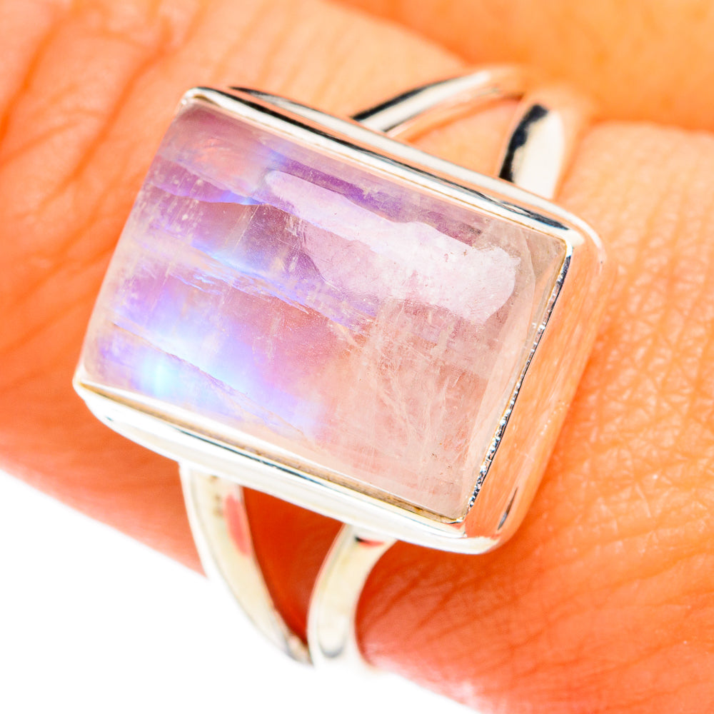 Rainbow Moonstone Rings handcrafted by Ana Silver Co - RING74562