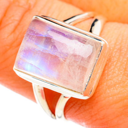 Rainbow Moonstone Rings handcrafted by Ana Silver Co - RING74562