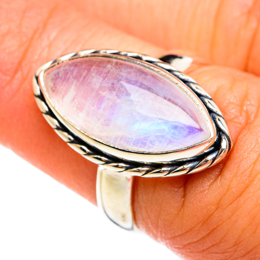 Rainbow Moonstone Rings handcrafted by Ana Silver Co - RING74603