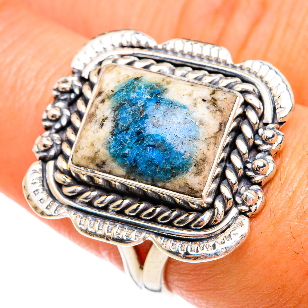 K2 Blue Azurite Rings handcrafted by Ana Silver Co - RING74612