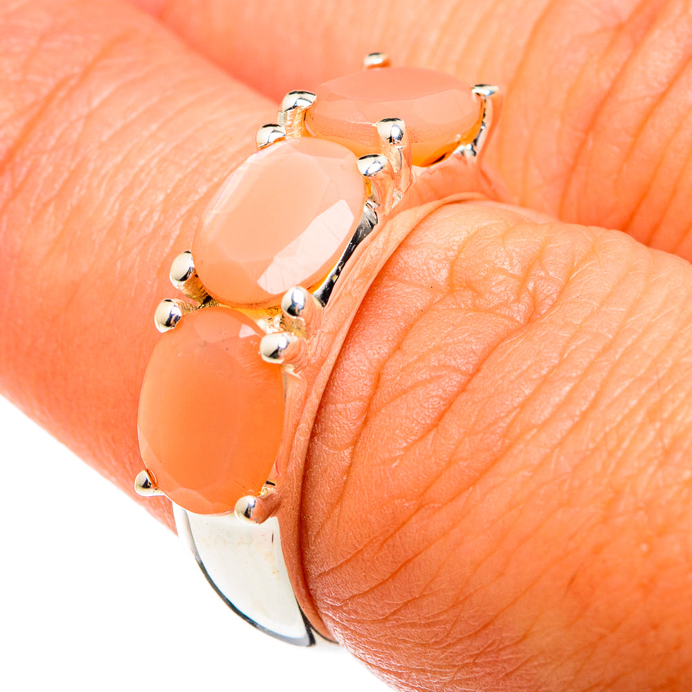 Peach Moonstone Rings handcrafted by Ana Silver Co - RING74624