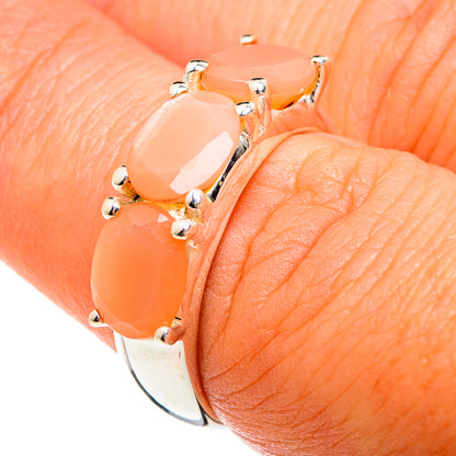 Peach Moonstone Rings handcrafted by Ana Silver Co - RING74624