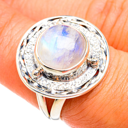 Rainbow Moonstone Rings handcrafted by Ana Silver Co - RING74637