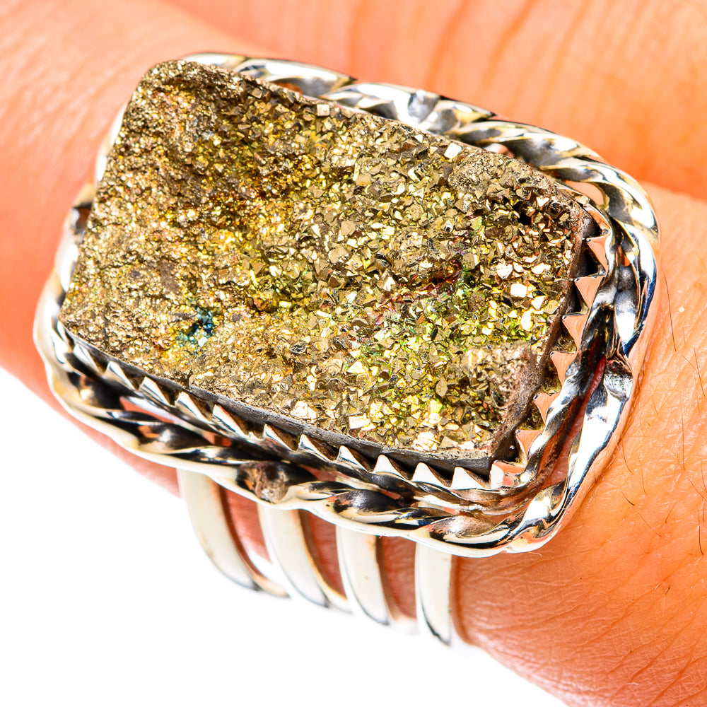 Spectro Pyrite Druzy Rings handcrafted by Ana Silver Co - RING74665