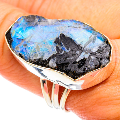 Rainbow Moonstone Rings handcrafted by Ana Silver Co - RING74670