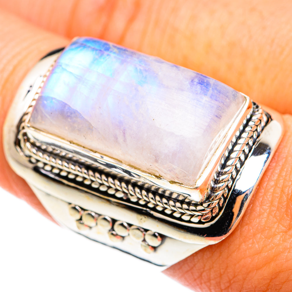 Rainbow Moonstone Rings handcrafted by Ana Silver Co - RING74671