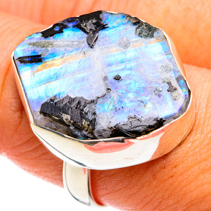 Rainbow Moonstone Rings handcrafted by Ana Silver Co - RING74672