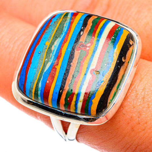 Rainbow Calsilica Rings handcrafted by Ana Silver Co - RING74676