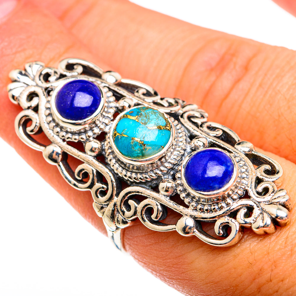 Blue Copper Composite Turquoise Rings handcrafted by Ana Silver Co - RING74684