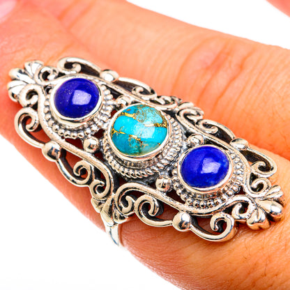 Blue Copper Composite Turquoise Rings handcrafted by Ana Silver Co - RING74684