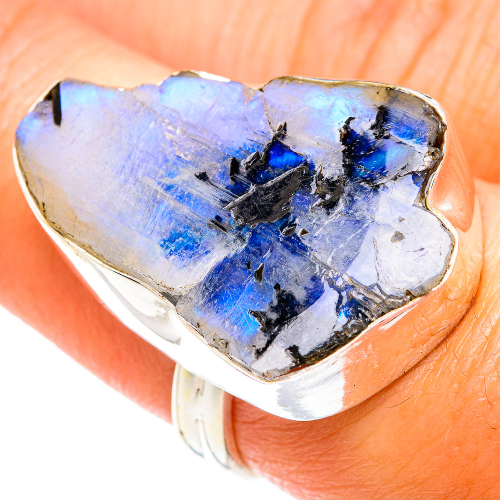 Rainbow Moonstone Rings handcrafted by Ana Silver Co - RING74708
