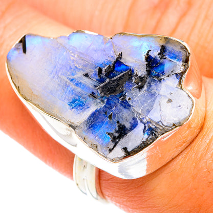 Rainbow Moonstone Rings handcrafted by Ana Silver Co - RING74708