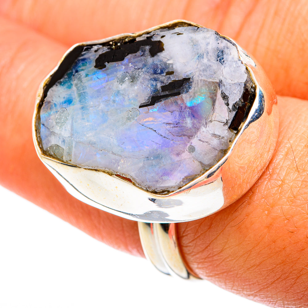 Rainbow Moonstone Rings handcrafted by Ana Silver Co - RING74710