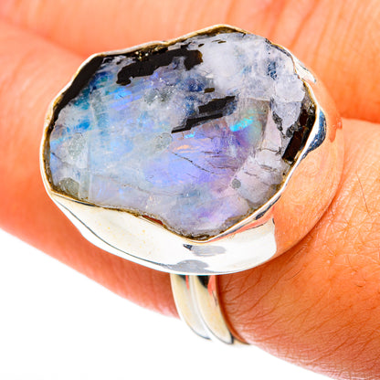 Rainbow Moonstone Rings handcrafted by Ana Silver Co - RING74710