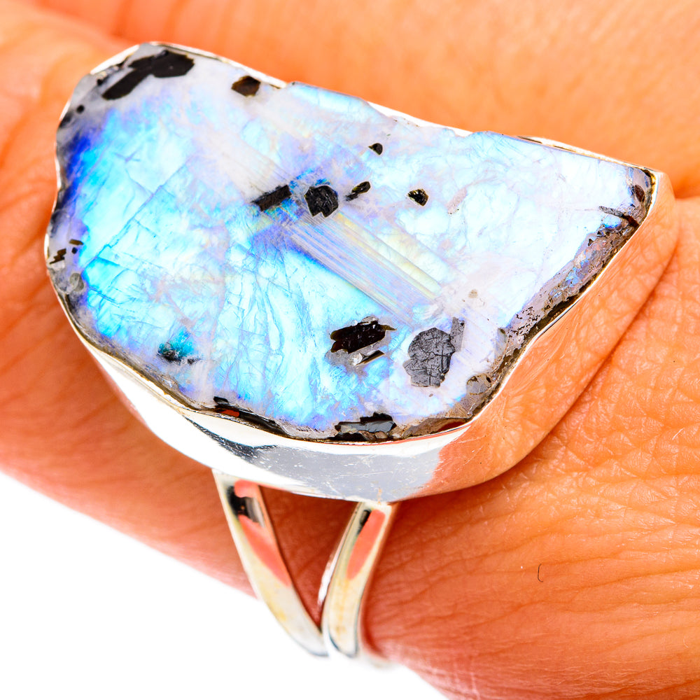 Rainbow Moonstone Rings handcrafted by Ana Silver Co - RING74712