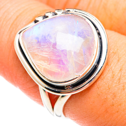 Rainbow Moonstone Rings handcrafted by Ana Silver Co - RING74747