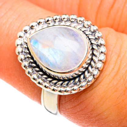 Rainbow Moonstone Rings handcrafted by Ana Silver Co - RING74797