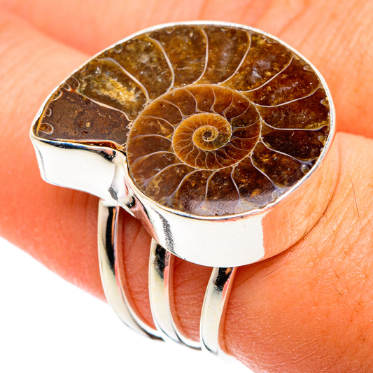 Ammonite Fossil Rings handcrafted by Ana Silver Co - RING74834