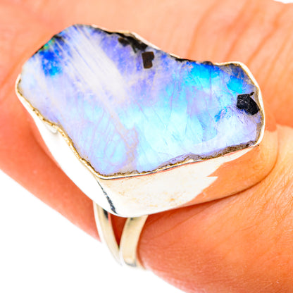 Rainbow Moonstone Rings handcrafted by Ana Silver Co - RING74844