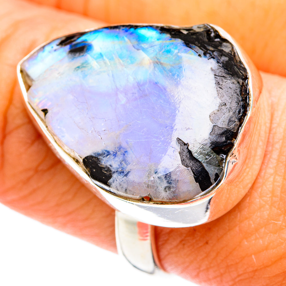 Rainbow Moonstone Rings handcrafted by Ana Silver Co - RING74846