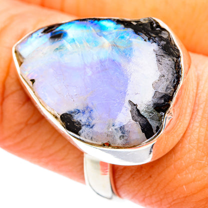 Rainbow Moonstone Rings handcrafted by Ana Silver Co - RING74846
