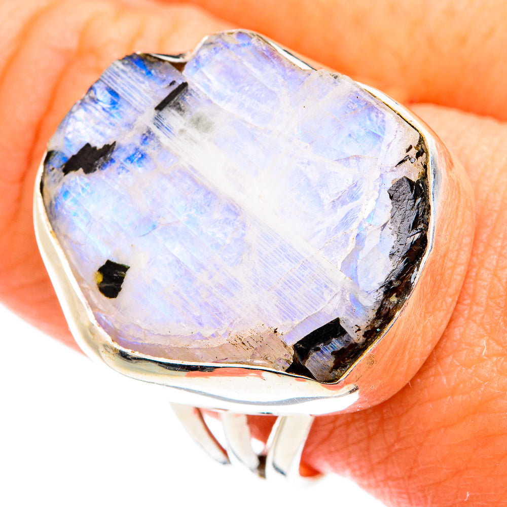 Rainbow Moonstone Rings handcrafted by Ana Silver Co - RING74847