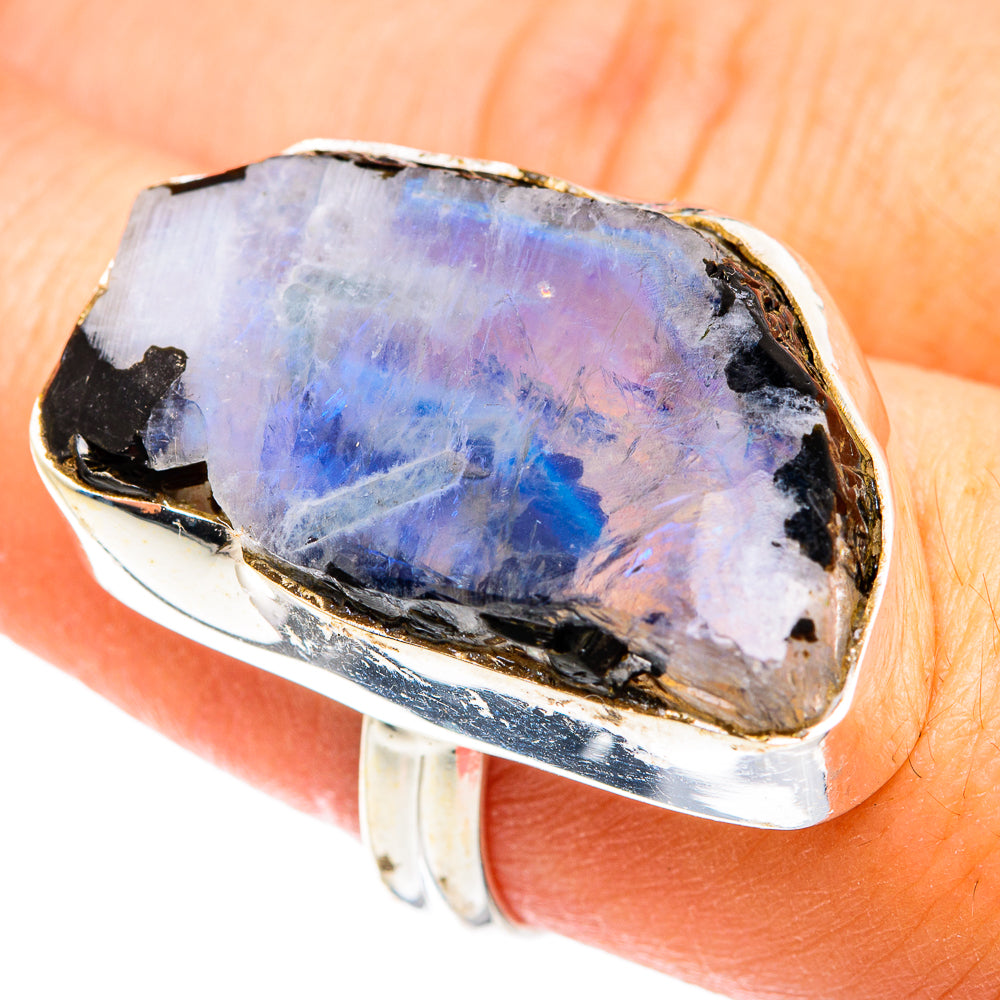 Rainbow Moonstone Rings handcrafted by Ana Silver Co - RING74862