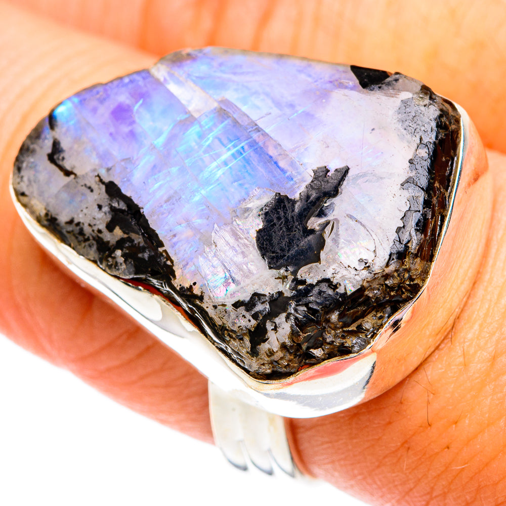 Rainbow Moonstone Rings handcrafted by Ana Silver Co - RING74865