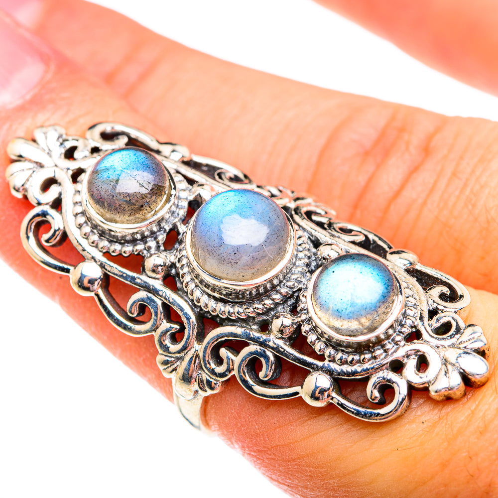 Rainbow Moonstone Rings handcrafted by Ana Silver Co - RING74869