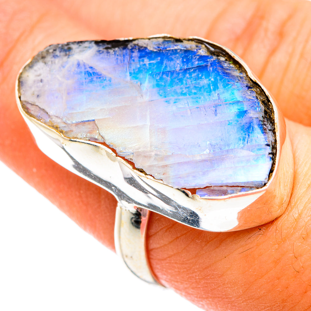 Rainbow Moonstone Rings handcrafted by Ana Silver Co - RING74878