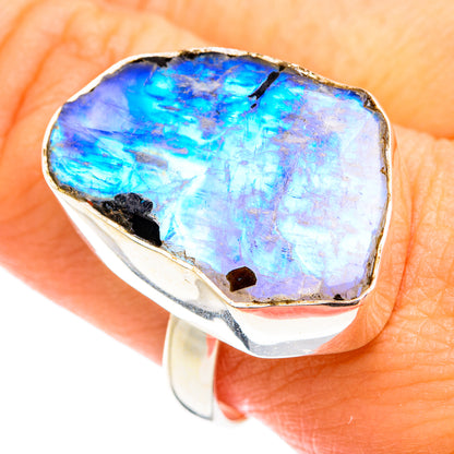 Rainbow Moonstone Rings handcrafted by Ana Silver Co - RING74881