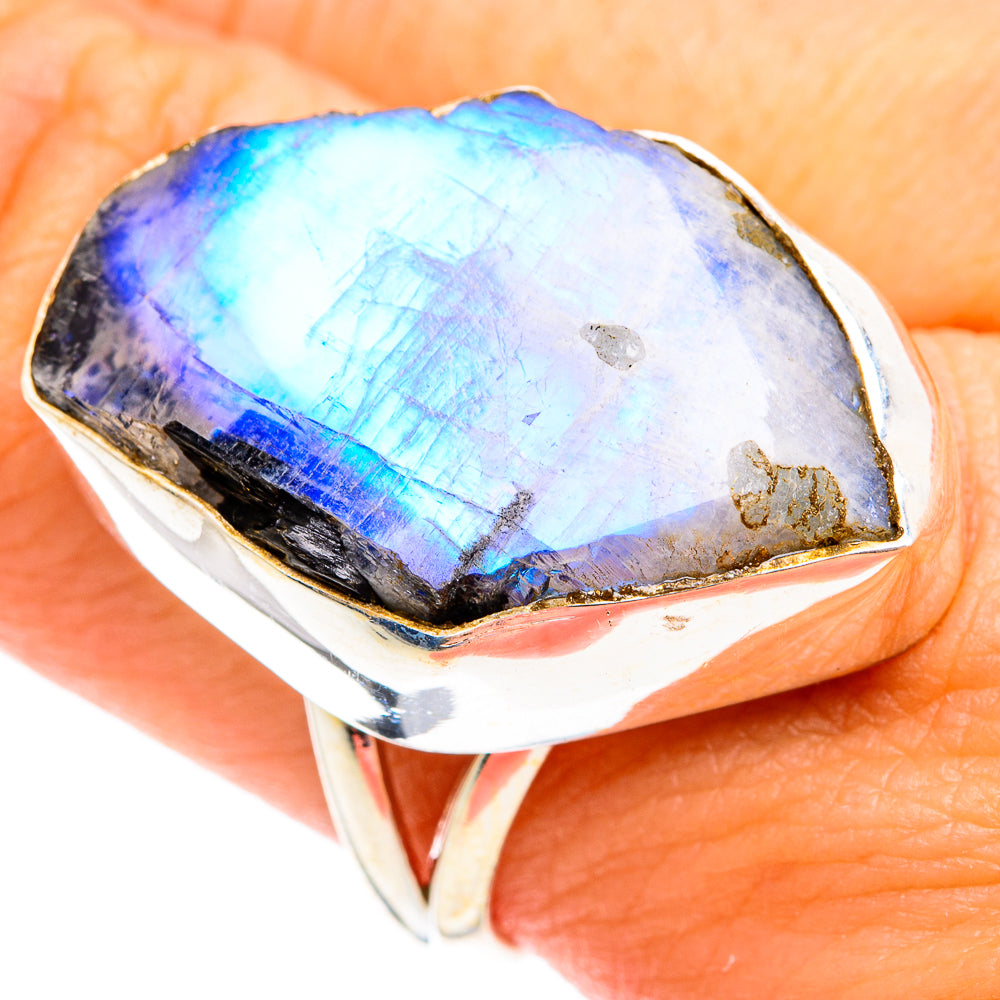 Rainbow Moonstone Rings handcrafted by Ana Silver Co - RING74889