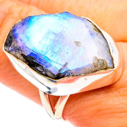 Rainbow Moonstone Rings handcrafted by Ana Silver Co - RING74889