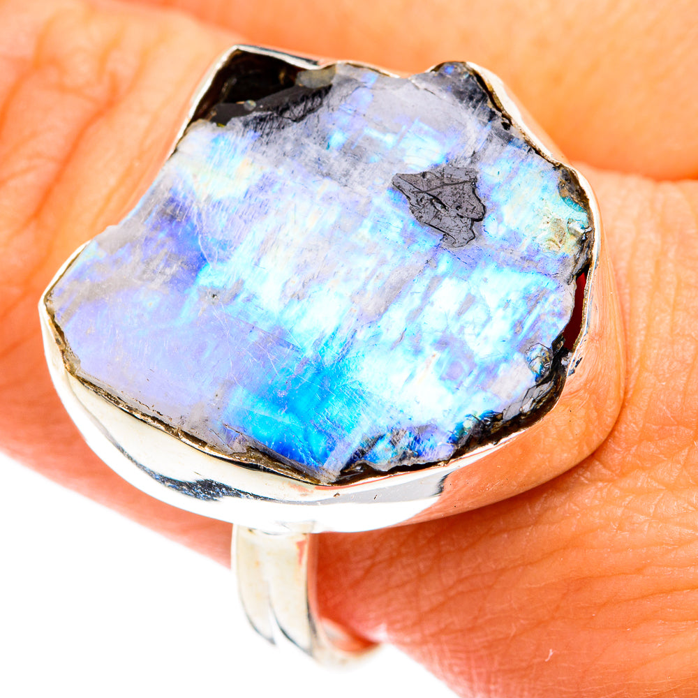 Rainbow Moonstone Rings handcrafted by Ana Silver Co - RING74890