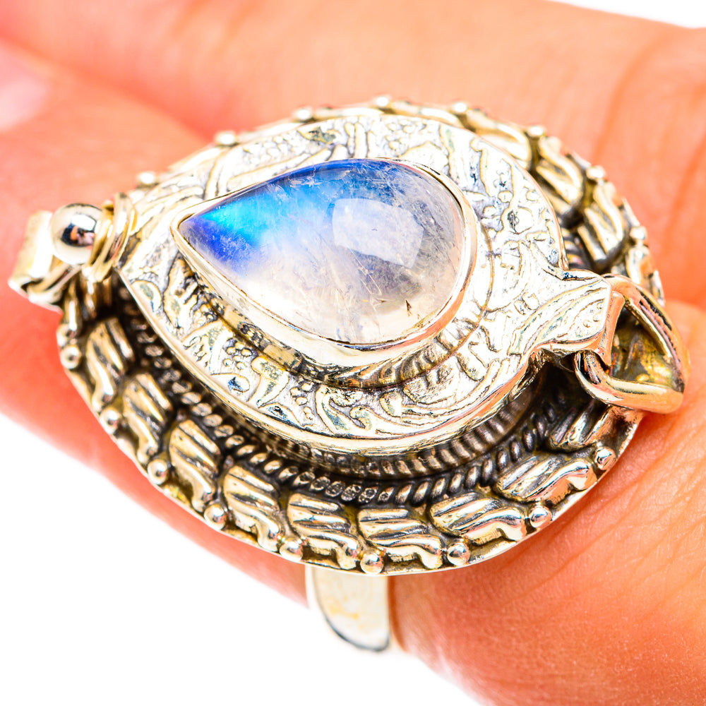 Rainbow Moonstone Rings handcrafted by Ana Silver Co - RING74891