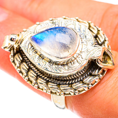 Rainbow Moonstone Rings handcrafted by Ana Silver Co - RING74891