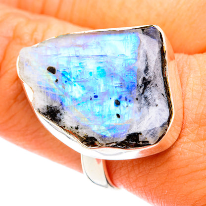 Rainbow Moonstone Rings handcrafted by Ana Silver Co - RING74892