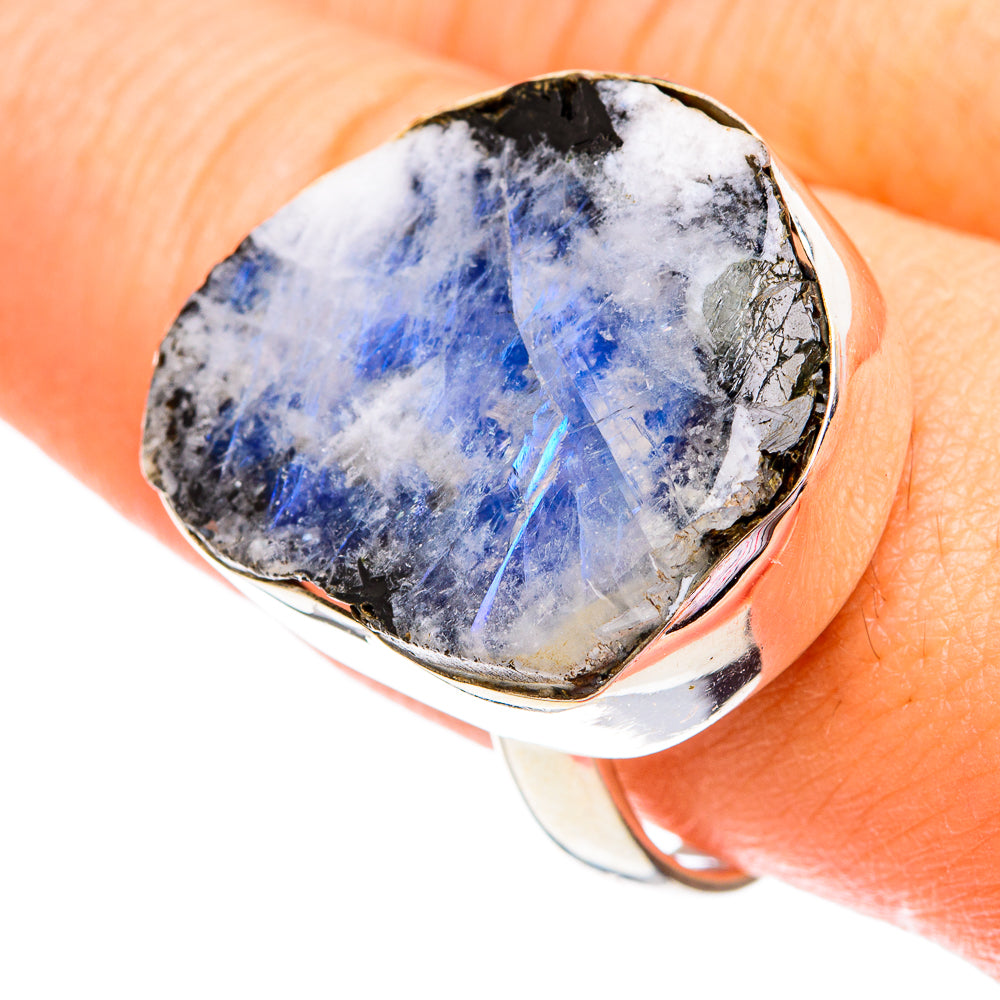 Rainbow Moonstone Rings handcrafted by Ana Silver Co - RING74905