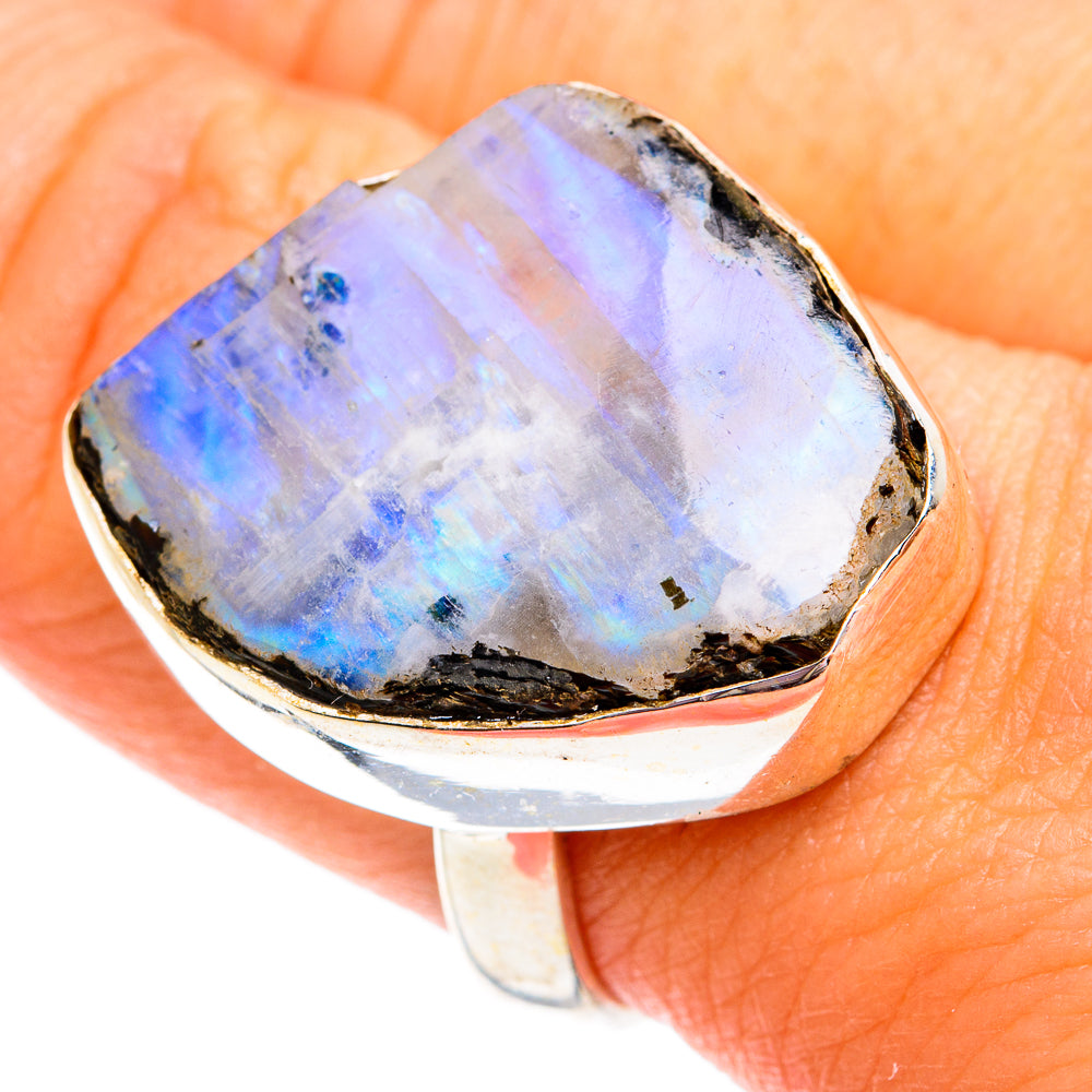 Rainbow Moonstone Rings handcrafted by Ana Silver Co - RING74906
