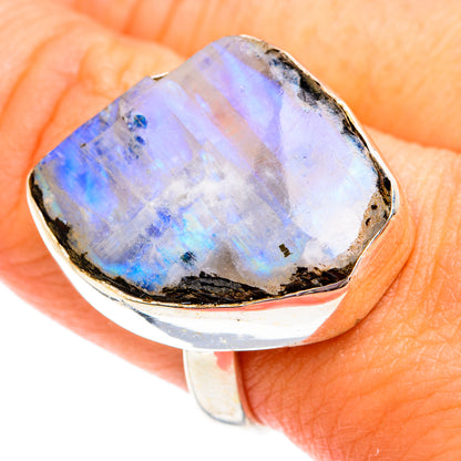 Rainbow Moonstone Rings handcrafted by Ana Silver Co - RING74906